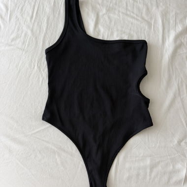 Black Ribbed Bodysuit