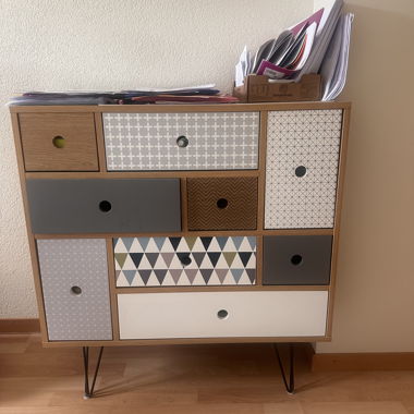 Patterned Mid-Century Chest of Drawers