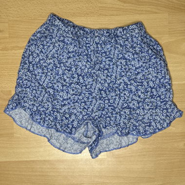 Short blu a fiori con volant 12 anni 
