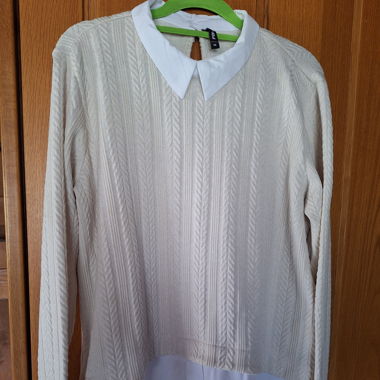 Strickpullover mit Bluseneinsatz