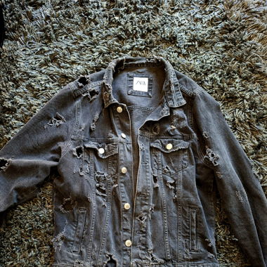 Veste en jeans noire ZARA