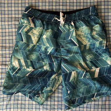Men's Swim Shorts – Size M, Blue-Green Pattern