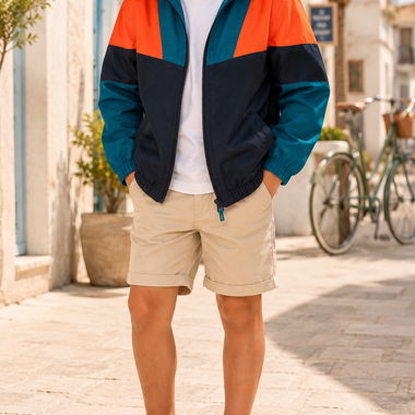 Kinder Color-Block-Kapuzenjacke