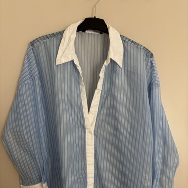 Zara Bluse, hellblau gestreift, Gr. L.