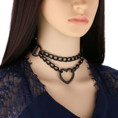 Halsband / Halskette (fabrikneu) Herz schwarz 