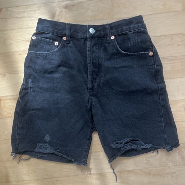 Black Denim Shorts by Mango