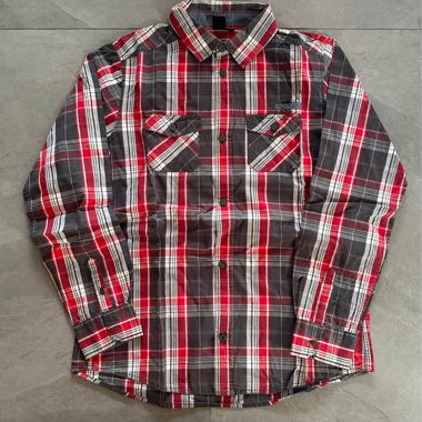 Red and grey check shirt size 176