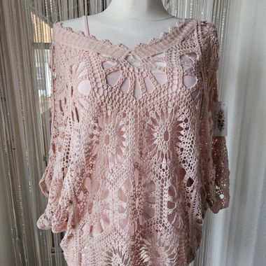 BOHO Häkelpulli in Rosa