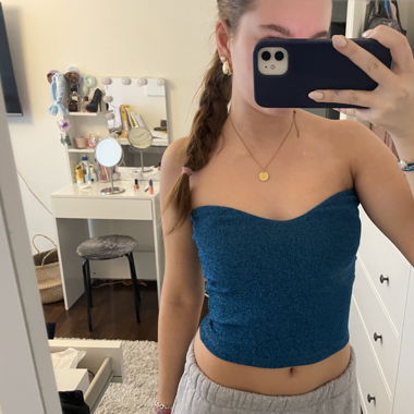 Subdued blue glitter tube top