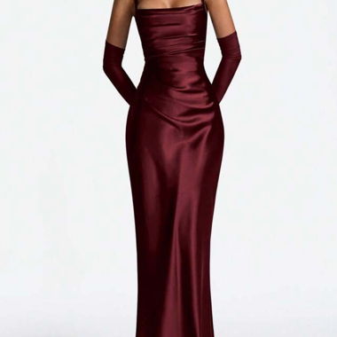Lungo abito corsetto rosso bordeaux