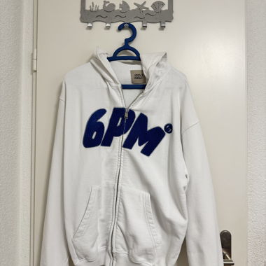 Felpa con cappuccio e zip bianca 6PM Laundry Room