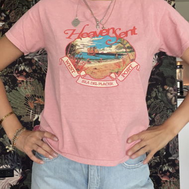T-shirt cropped grafico rosa