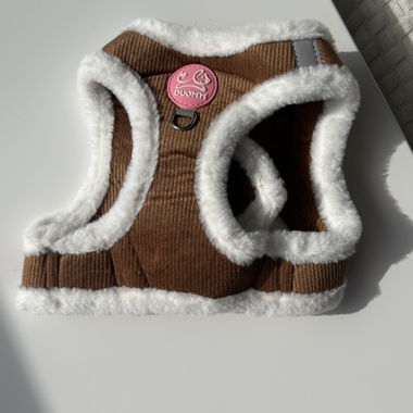 Brown corduroy cat harness M