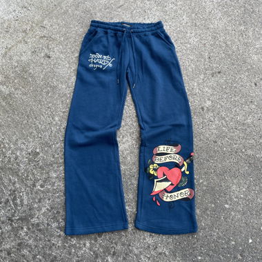 Ed Hardy Jogginghose blau, baggy fit, M