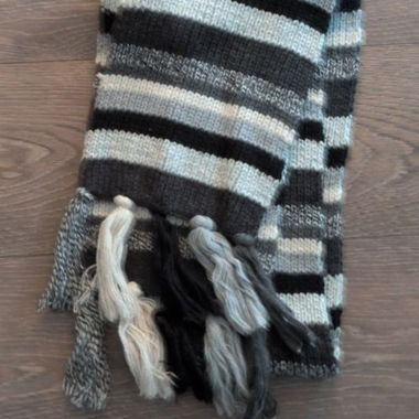 Weicher Strickschal, Unisex, Grau/Schwarz, 180cm
