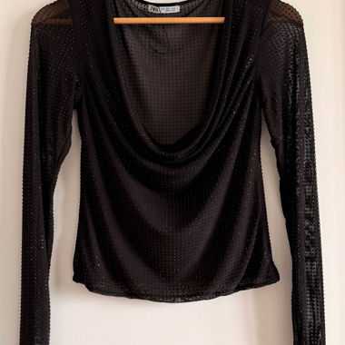 Zara transparentes schwarzes Oberteil