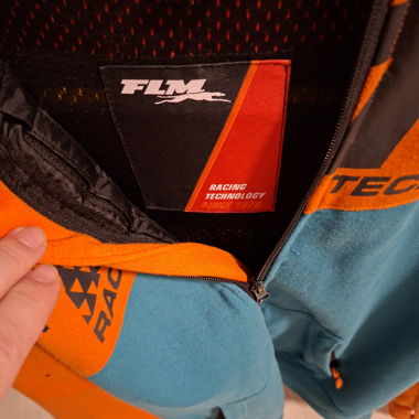 Felpa con cappuccio FLM Racing arancione e turchese