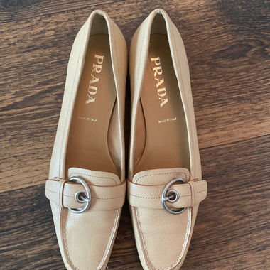 Prada beige leather loafers size 39.5
