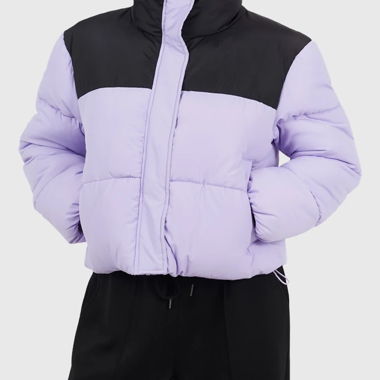 Two-tone violet puffer jacket