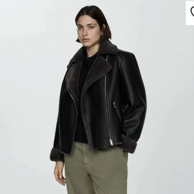 Giacca in pelle foderata Mango