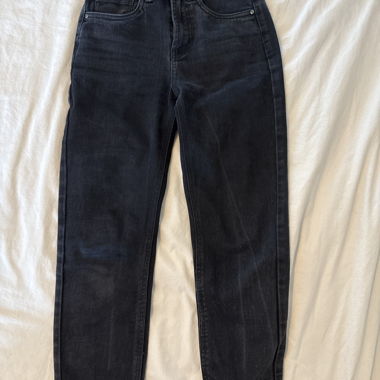 Jeans crop a vita alta neri