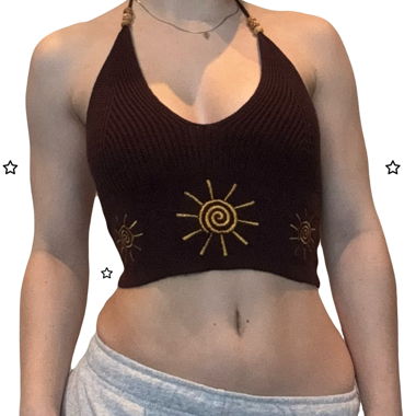 Burgundy Top mit Sonnen drauf