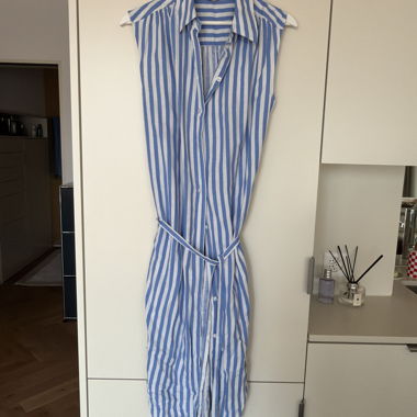 Abito Camicia a Righe Blu e Bianche