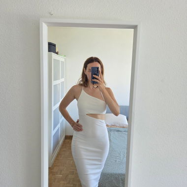 White Backless Midi Dress