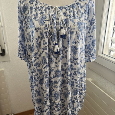 Tunique-blouse bleu et blanc