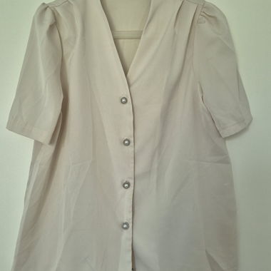 Beige Kurzarm-Bluse Gr. S