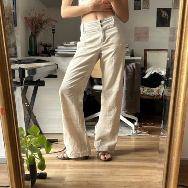 Pantaloni beige in lino