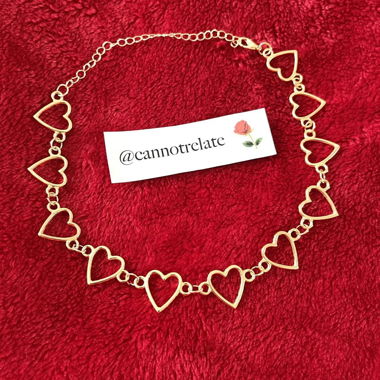 Gold Heart Chain Choker Necklace