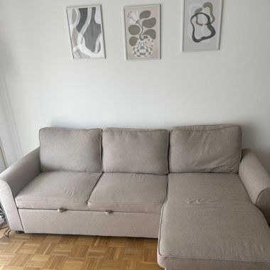 Ecksofa 3-Sitz ausziehbar, beige