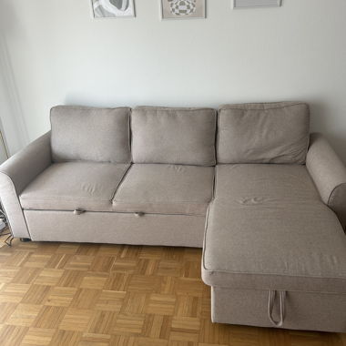 Ecksofa 3-Sitz ausziehbar, beige
