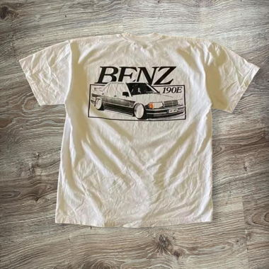 Y2k Weißes Mercedes Benz 190e Baggy T-Shirt
