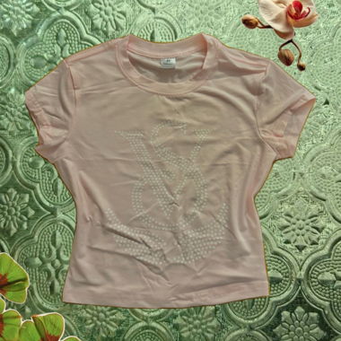 Rosa T-Shirt mit Strasslogo VS