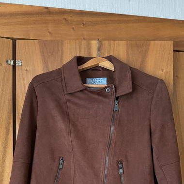 Braune Kunst-Wildleder Jacke