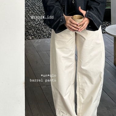 Beige Uniqlo Jersey Barrel Pants