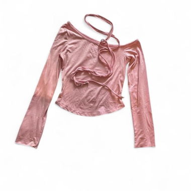 Top rosa maniche lunghe