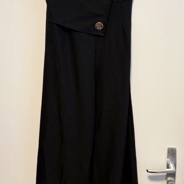 Black strapless wide-leg jumpsuit