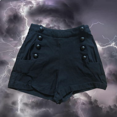 Black Button Shorts