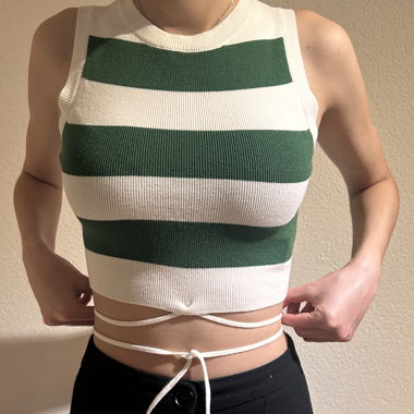 Subdued crop top, weiss/grün