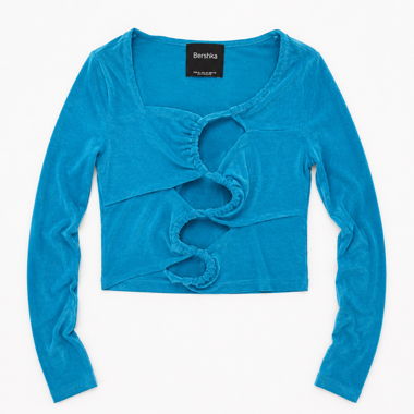 Haut bleu à manches longues Bershka