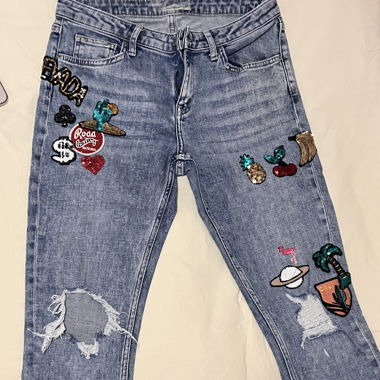 Verzierte Denim Jeans