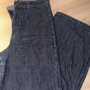 Pantalon en jean bleu taille haute