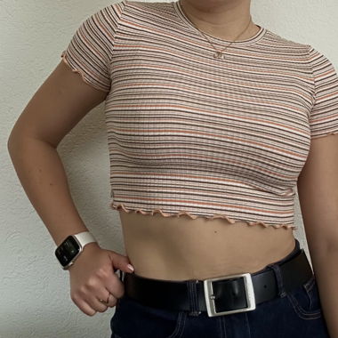 T-shirt rayé orange