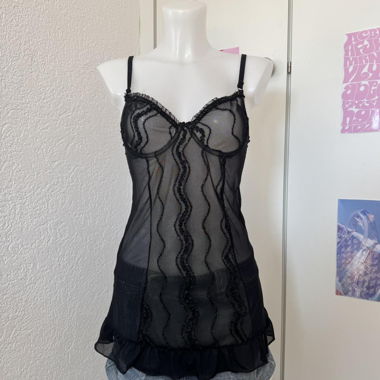 Black vintage slip dress (S)