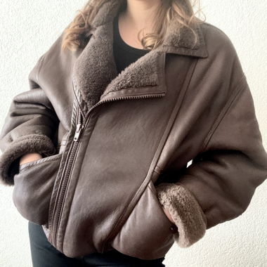 Vintage Oversized Real Lamb Leather Jacket