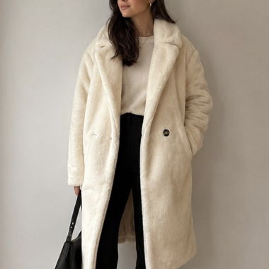 Manteau en fausse fourrure blanc