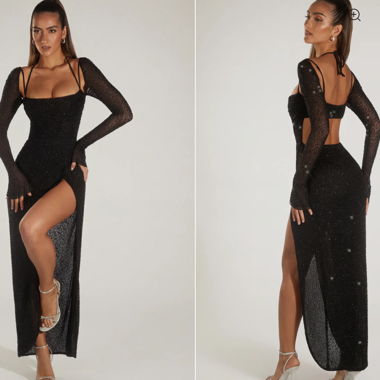 Robe longue noire sans manches